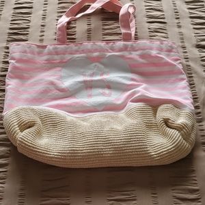 Victoria Secret Beach Bag with Straw Bottom